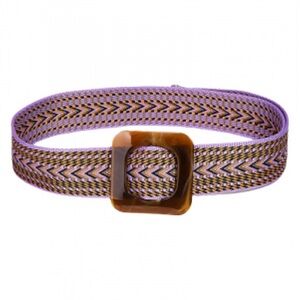 Elastic Woven Purple and Brown Belt with Tortoiseshell Buckle
